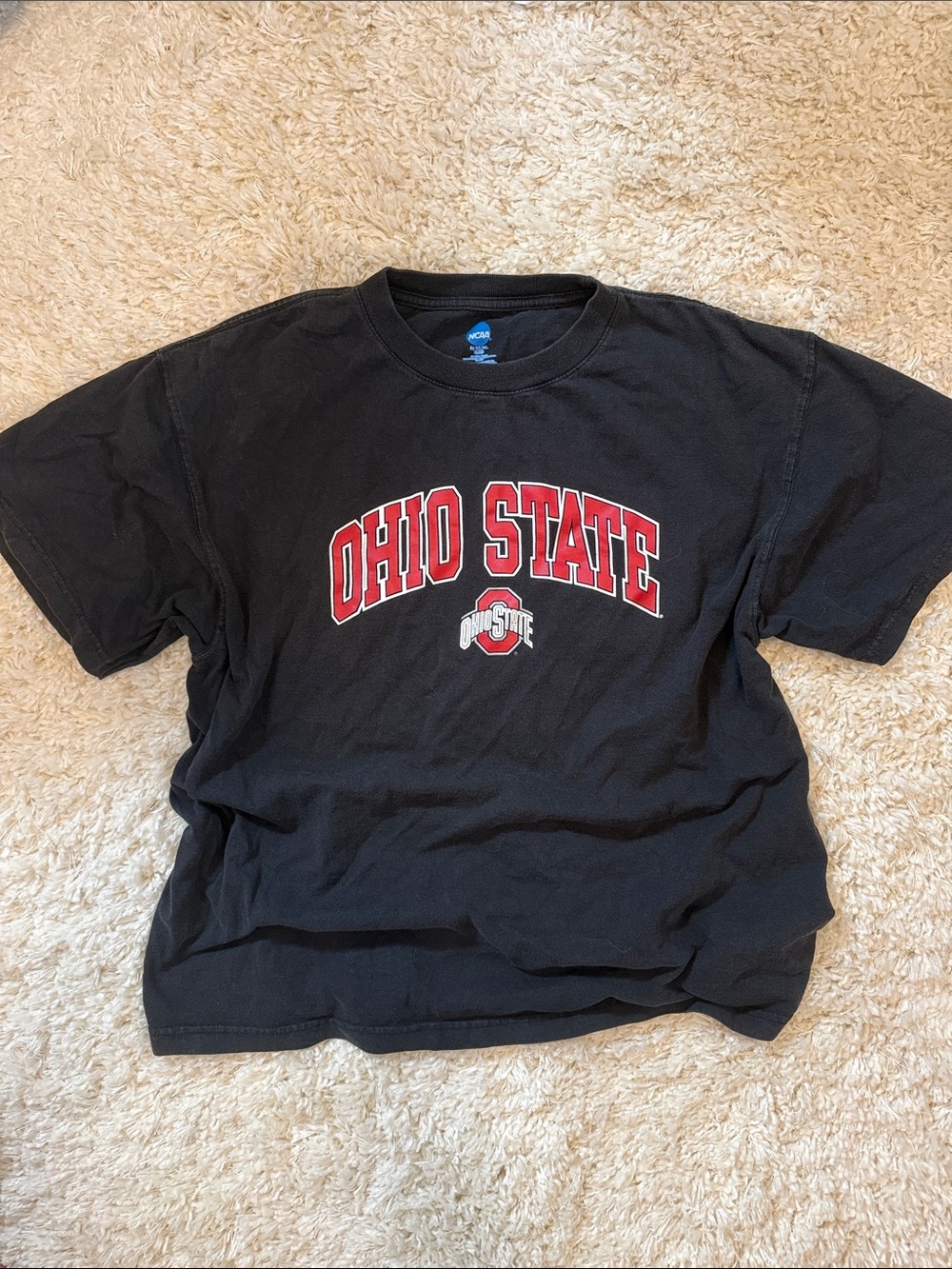 NCAA Black Ohio State Short Sleeve Tee with Red Logo